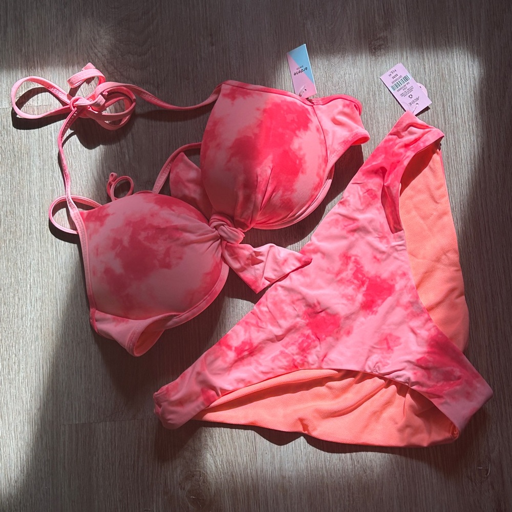 Ardene Pink Tie Dye Push Up Bathung Suit